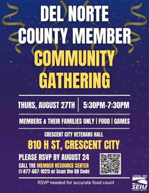 Flyer for Del Norte  County Member Community Gathering