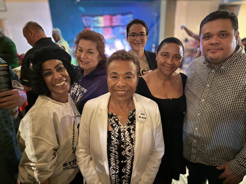 Oakland Mayor Barbara Lee with SEIU 1021 President Theresa Rutherford & other SEIU 1021 leaders at SEIU 1021 Black History Month 2026