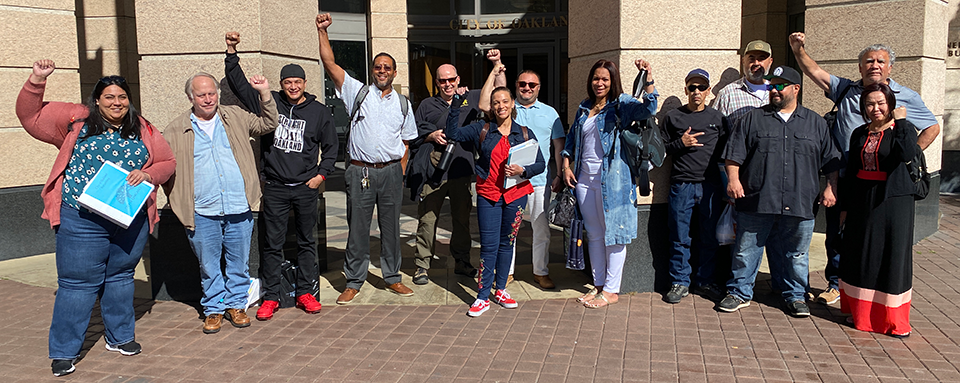 Members of the elected Bargaining Team show their solidarity after meeting with the City on Wednesday, May 4.