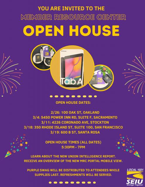 Flier for the Member Resource Center Open House