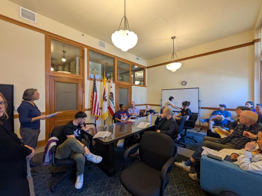 SEIU 1021 members from SF City and County and nonprofits spent long hours at City Hall in late June to advocate for preserving or restoring services and funding.