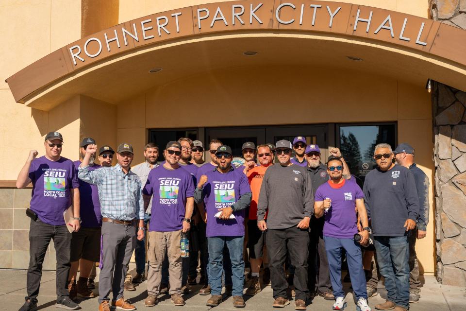 SEIU 1021 members at Rohnert Park preparing to speak at city council in favor of a revenue measure SEIU 1021 members at Rohnert Park preparing to speak at city council in favor of a revenue measure