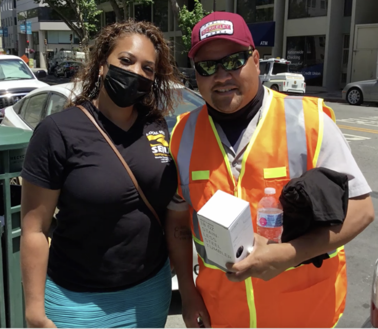 City of Berkeley workers rally in solidarity outside City Hall.