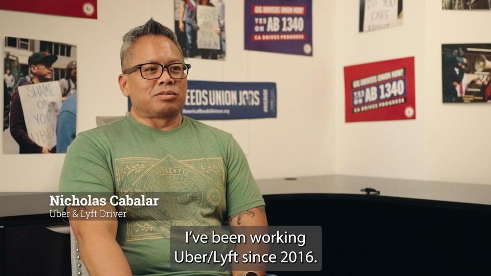 Screenshot of a new California Gig Workers Union campaign ad