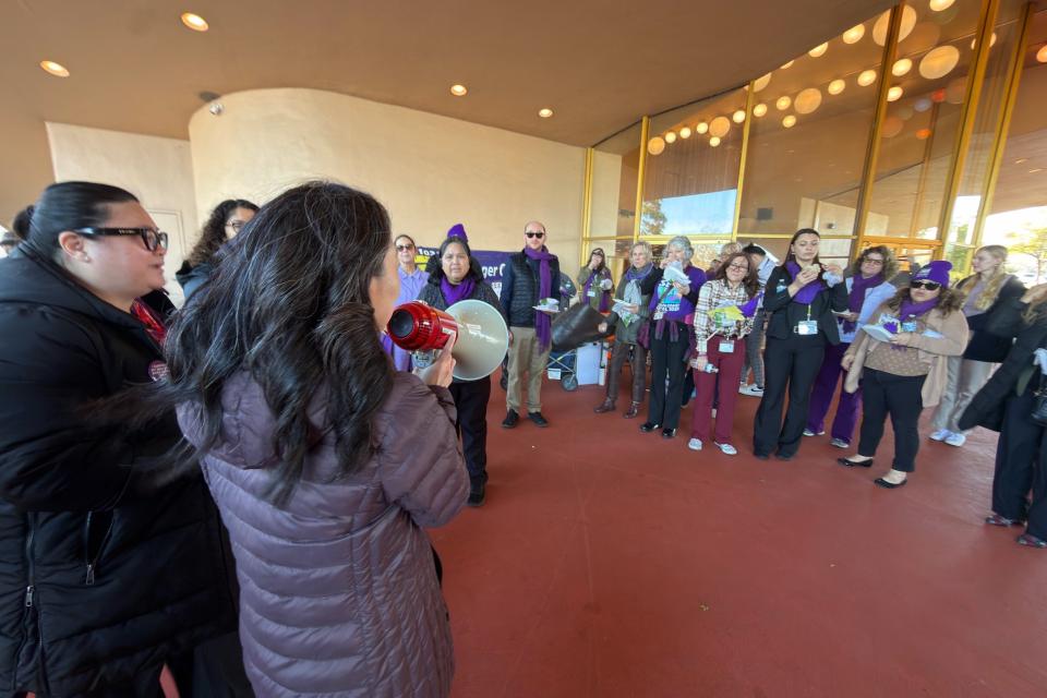 SEIU 1021 members rallying outside the Marin County Superior Court