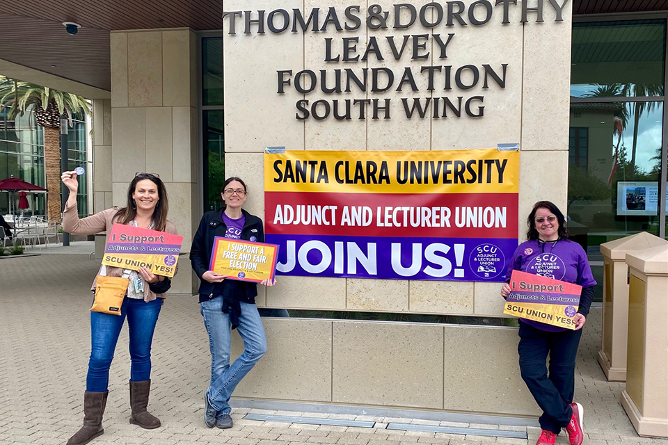 AFLOC members Dawn Hart, Natalie Linnell, and Stephanie Hughes tabling on campus on Thursday, April 21, 2022.