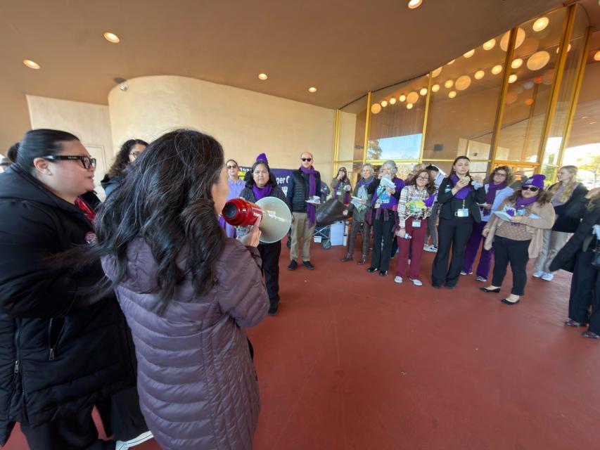 SEIU 1021 members rallying outside the Marin County Superior Court