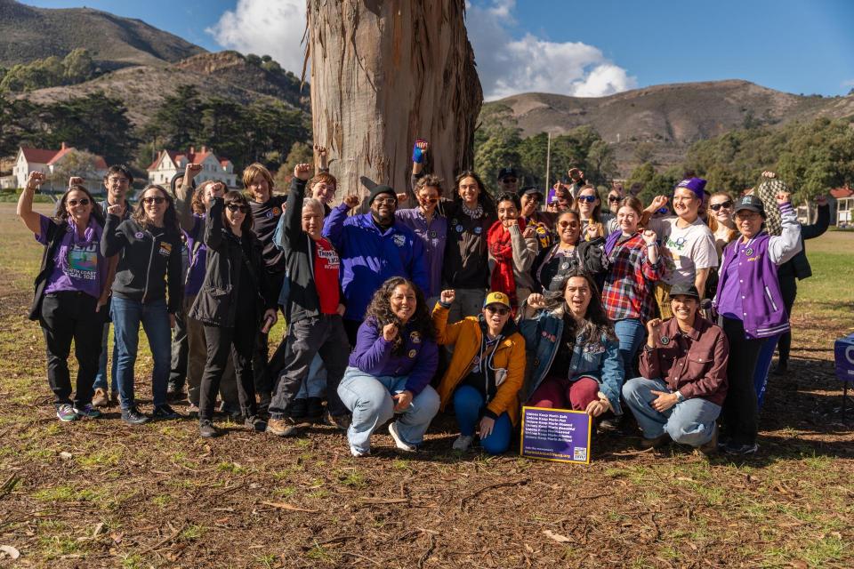 SEIU 1021 members at Bay Area Discovery Museum celebrating their union going public in November 2024