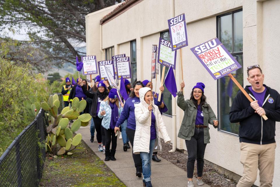 Marin Housing Authority employees picketing their employer