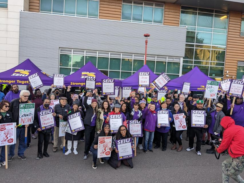 SEIU 1021 Members at City College of San Francisco gather at a rally in October 2023