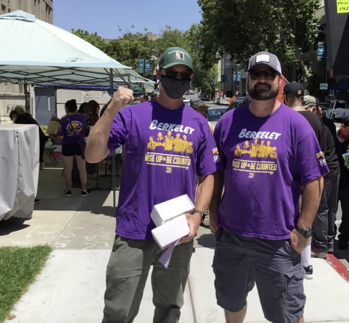 City of Berkeley workers rally in solidarity outside City Hall.