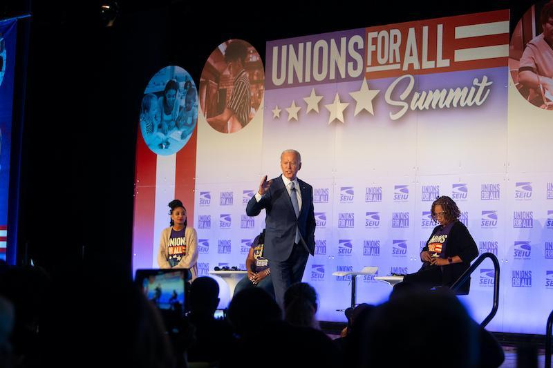 President Joe Biden addresses SEIU members.